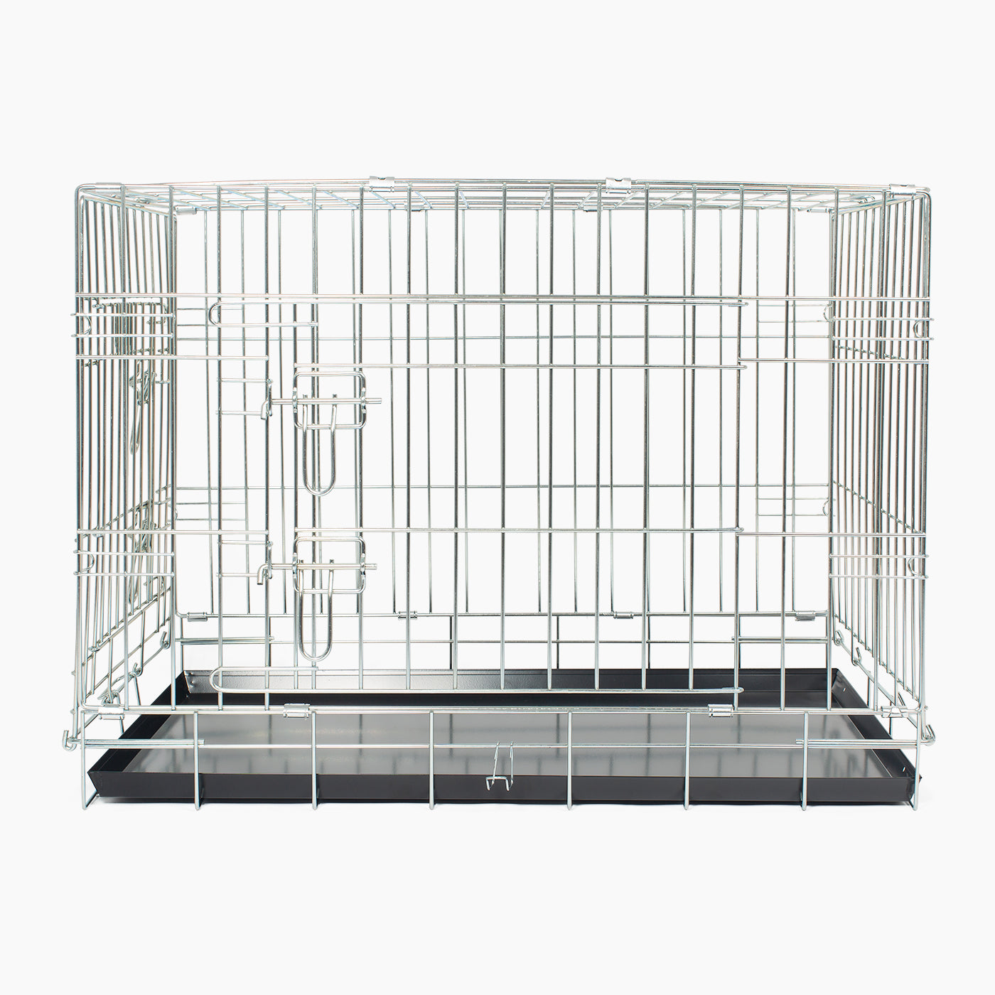 Discover the perfect deluxe heavy duty silver dog crate, featuring two doors for easy access and a removable tray for easy cleaning! The ideal choice to keep new puppies safe, made using pet safe galvanised steel! Available now in 5 sizes and three stunning colours at Lords & Labradors