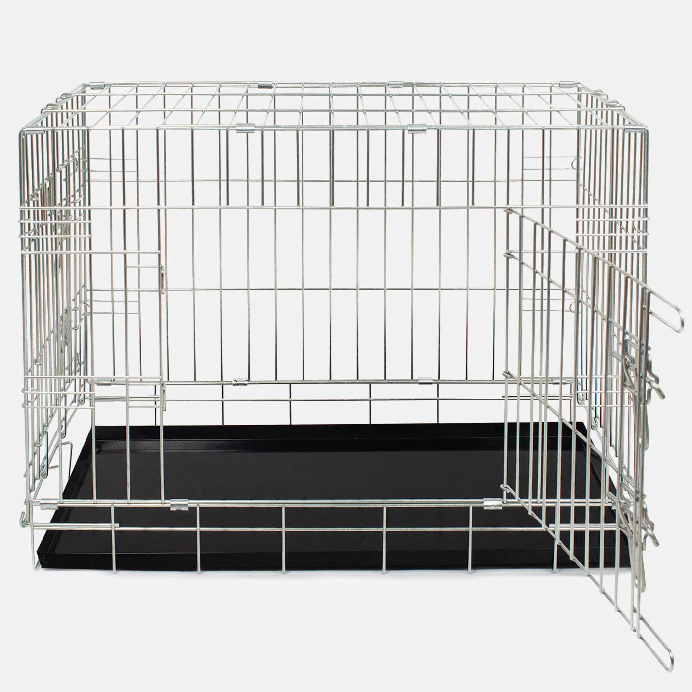 Discover the perfect deluxe heavy duty silver dog crate, featuring two doors for easy access and a removable tray for easy cleaning! The ideal choice to keep new puppies safe, made using pet safe galvanised steel! Available now in 5 sizes and three stunning colours at Lords & Labradors