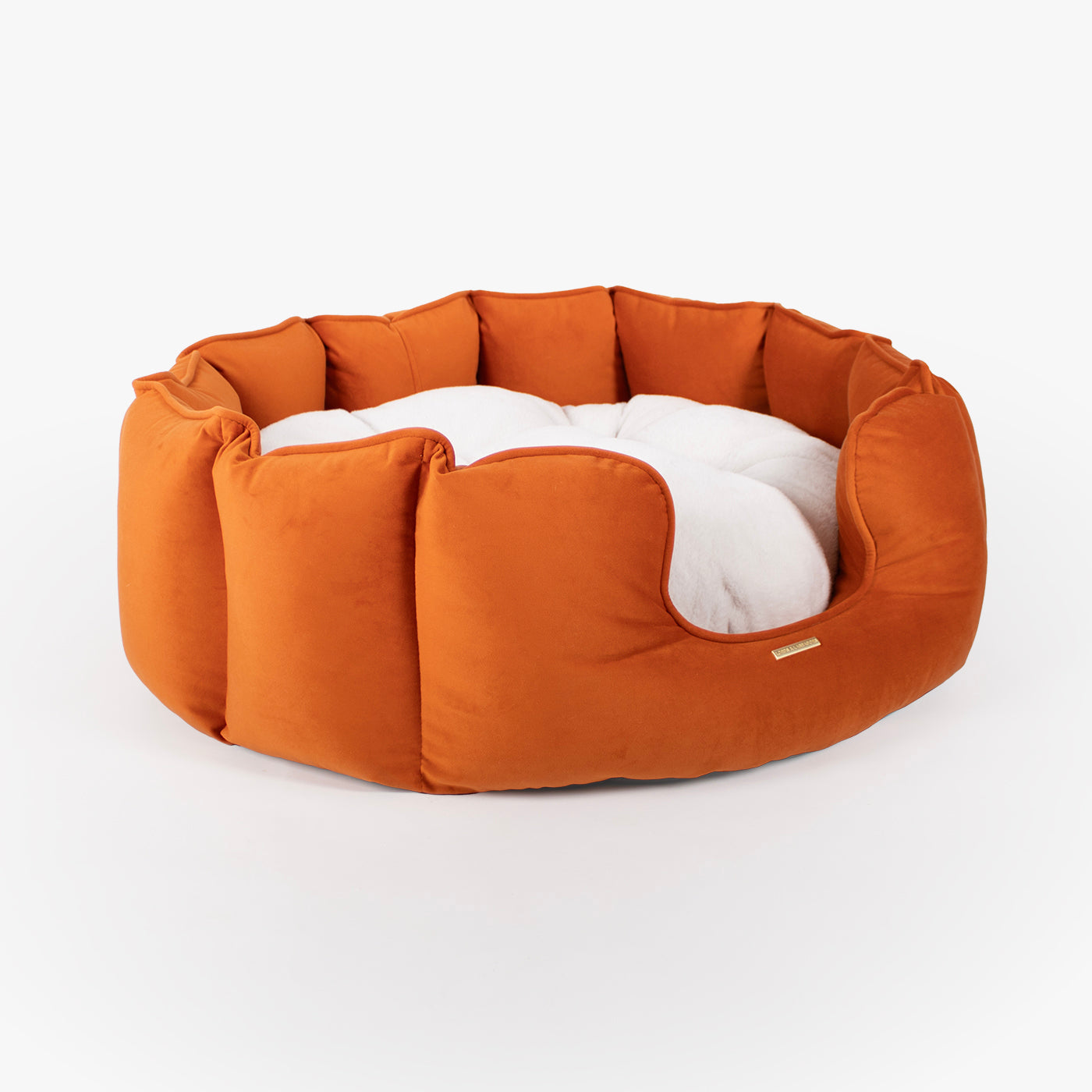 High Wall Bed For Dogs in Pumpkin Velvet By Lords & Labradors