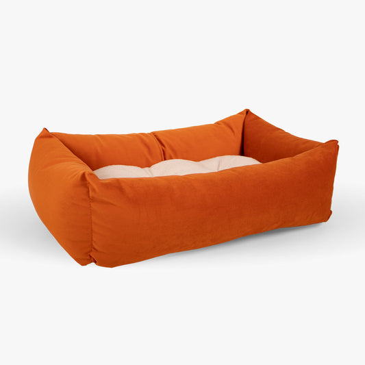 Cosy & Calming Puppy Crate Bed In Pumpkin Velvet By Lords & Labradors