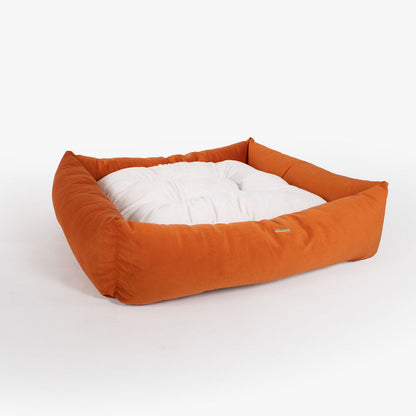 Box Bed For Dogs In Pumpkin Velvet By Lords & Labradors