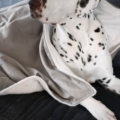  Discover Our Luxurious Savanna Stone Dog Blanket With Super Soft Sherpa & Teddy Fleece, The Perfect Blanket For Puppies, Available To Personalise And In 2 Sizes Here at Lords & Labradors