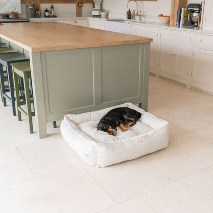 Box Bed For Dogs in Ivory Bouclé by Lords & Labradors