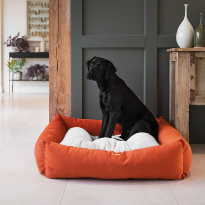 Box Bed For Dogs In Pumpkin Velvet By Lords & Labradors