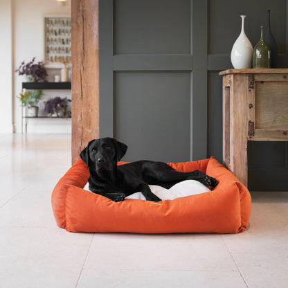 Box Bed For Dogs In Pumpkin Velvet By Lords & Labradors