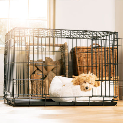 Cosy & Calm Puppy Crate Bed, The Perfect Dog Crate Accessory For The Ultimate Dog Den! In Stunning Cream Faux Fur! Available Now at Lords & Labradors