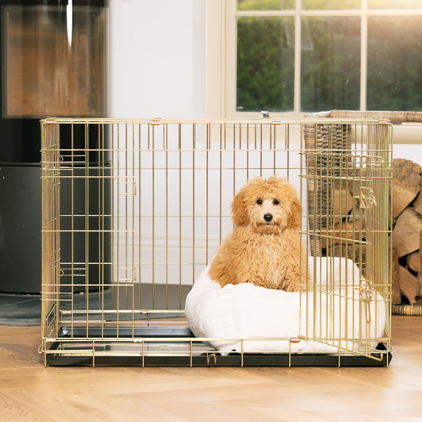 Cosy & Calm Puppy Crate Bed, The Perfect Dog Crate Accessory For The Ultimate Dog Den! In Stunning Cream Faux Fur! Available Now at Lords & Labradors