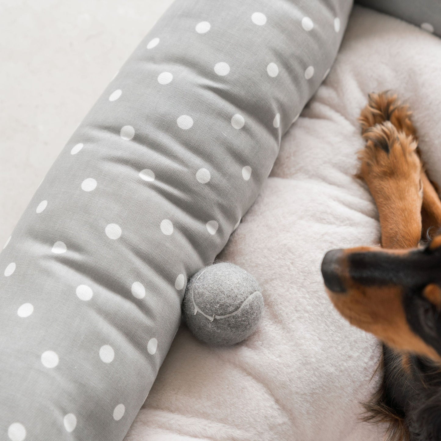 Box Bed For Dogs in Grey Spot by Lords & Labradors