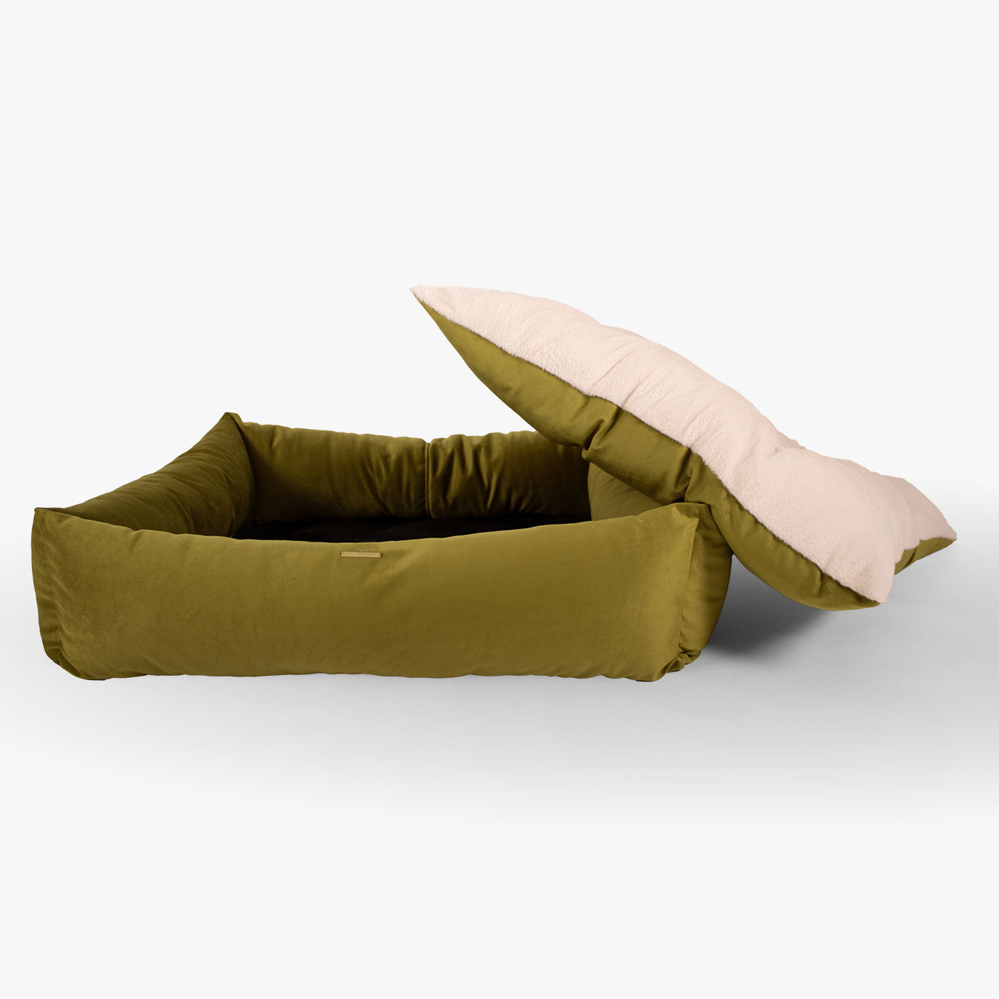 Box Bed For Dogs In Olive Velvet By Lords & Labradors