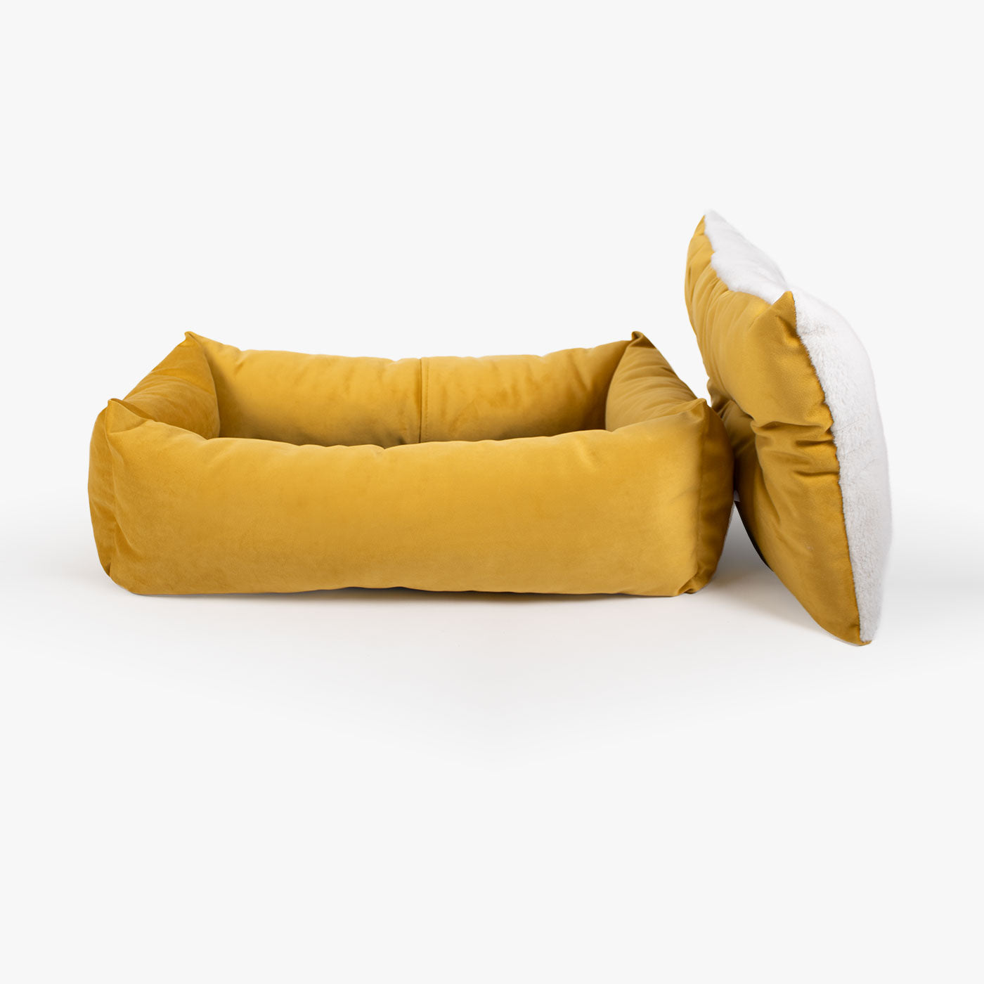 Cosy & Calming Puppy Crate Bed In Saffron Velvet By Lords & Labradors