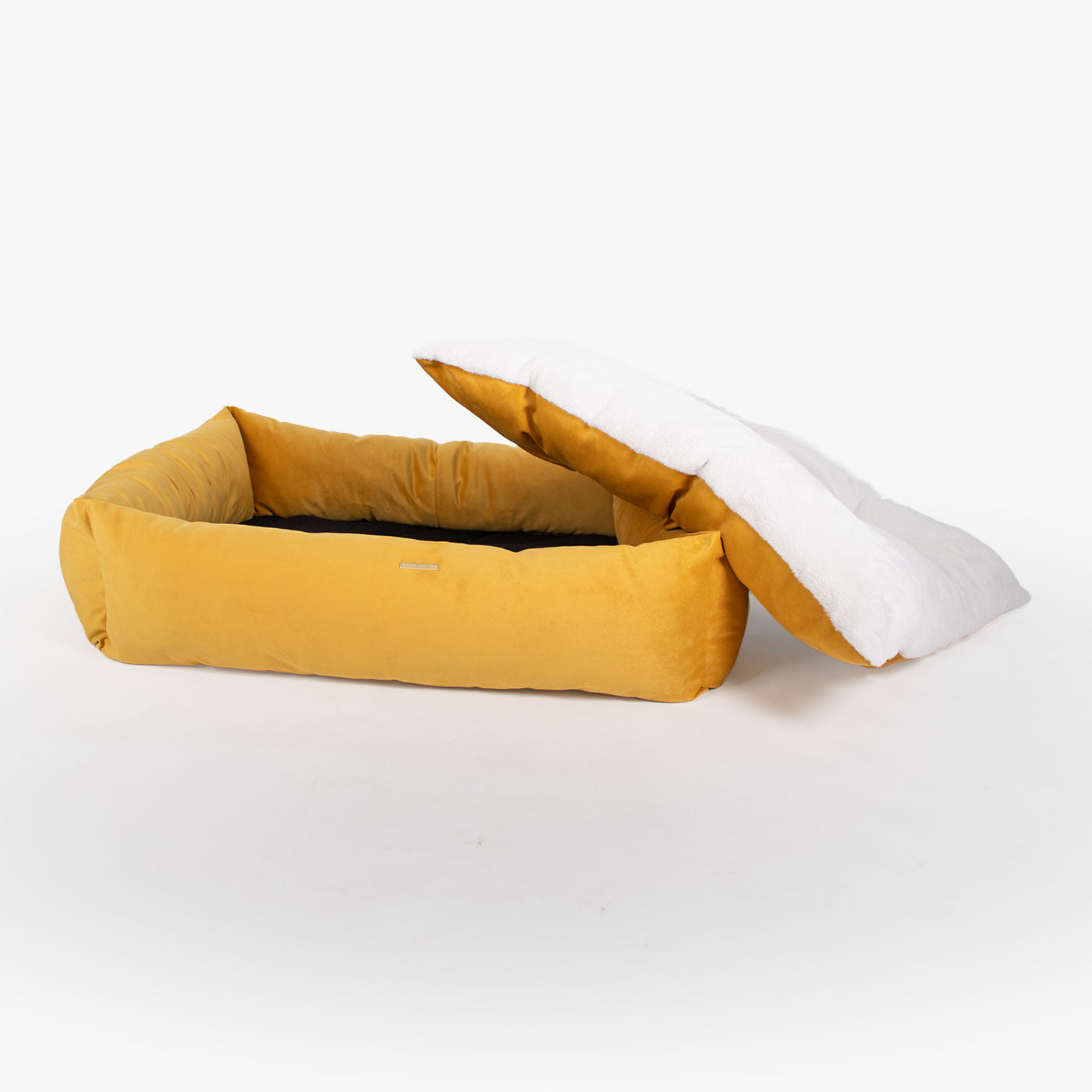 Box Bed For Dogs In Saffron Velvet By Lords & Labradors