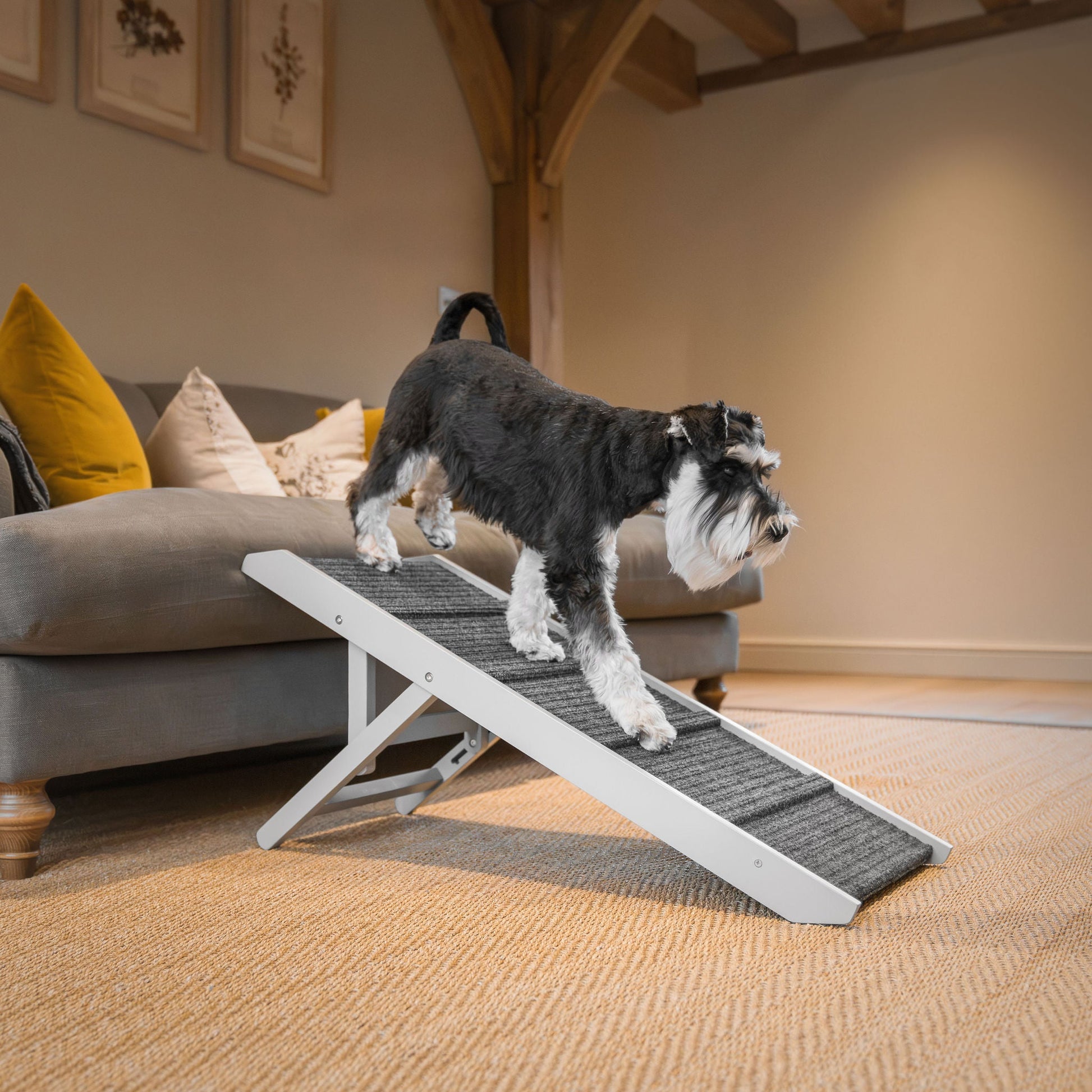 Discover the perfect pet furniture to help aid your furry friend, our super-strong dog ramp provides the ultimate comfort when climbing to join you on the couch! Featuring grooves for extra grip! Perfect for injured pets, puppy training and elderly dogs! Available now in 2 stylish colours at Lords & Labradors     