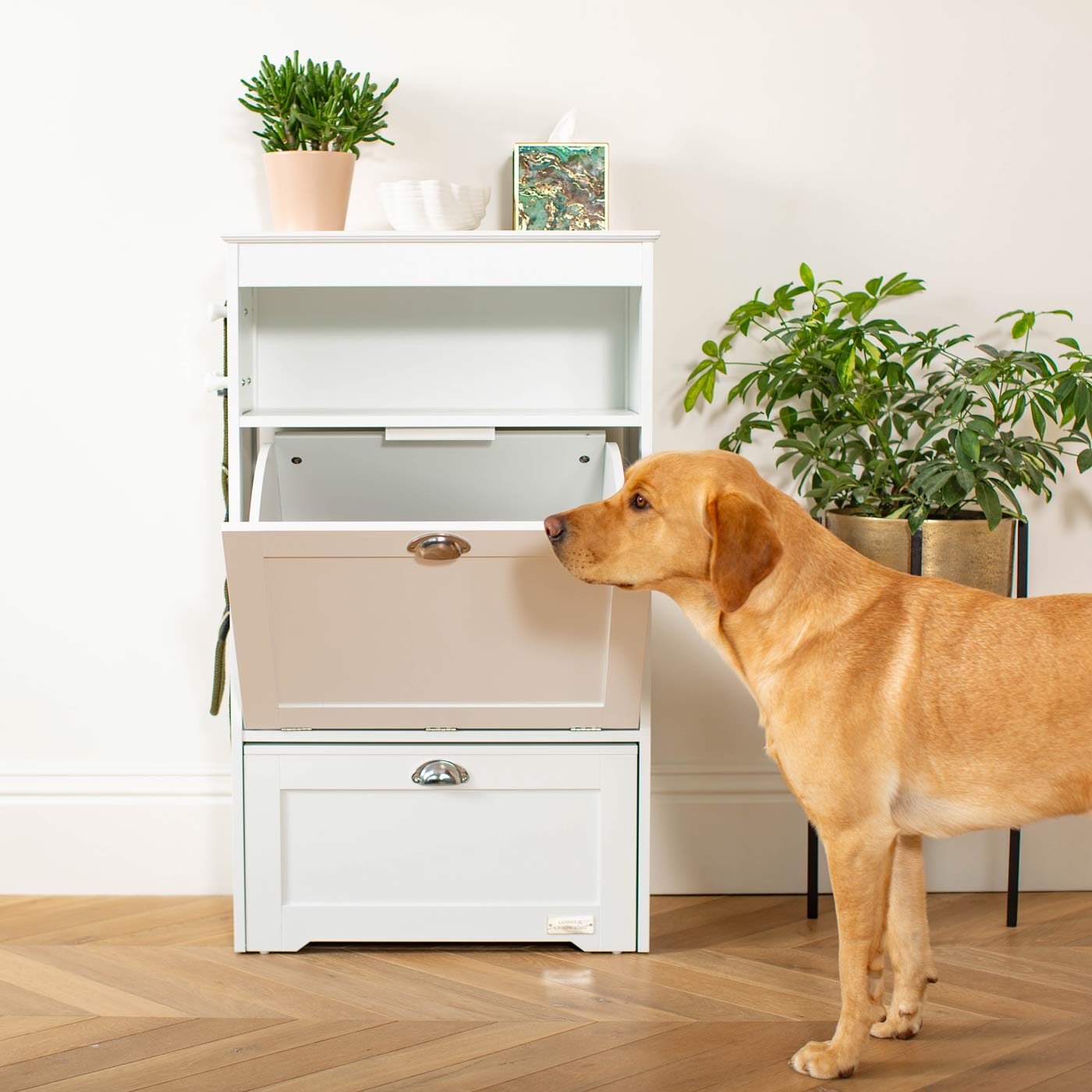 Wooden Pet Feeding Station in White by Lords & Labradors