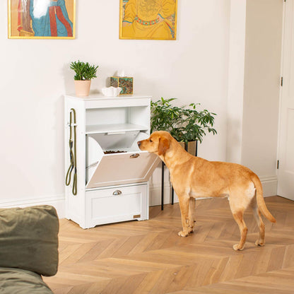 Wooden Pet Feeding Station in White by Lords & Labradors