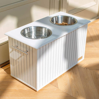 Wooden Pet Feeder in White by Lords & Labradors