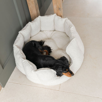 High Wall Bed For Dogs in Ivory Bouclé by Lords & Labradors