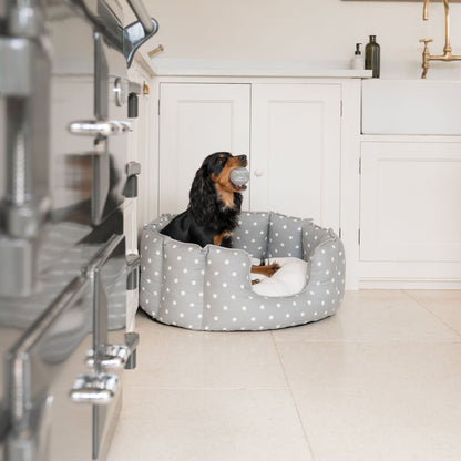 High Wall Bed For Dogs in Grey Spot by Lords & Labradors