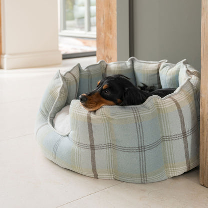 High Wall Bed For Dogs in Balmoral Duck Egg Tweed by Lords & Labradors