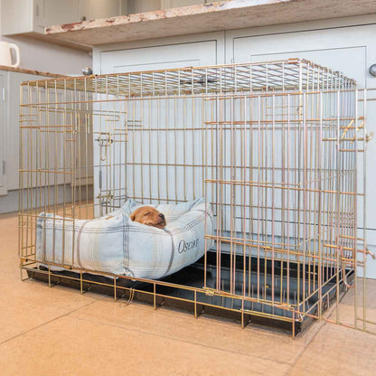  Cosy & Calm Puppy Crate Bed, The Perfect Dog Crate Accessory For The Ultimate Dog Den! In Stunning Duck Egg Tweed! Available Now at Lords & Labradors