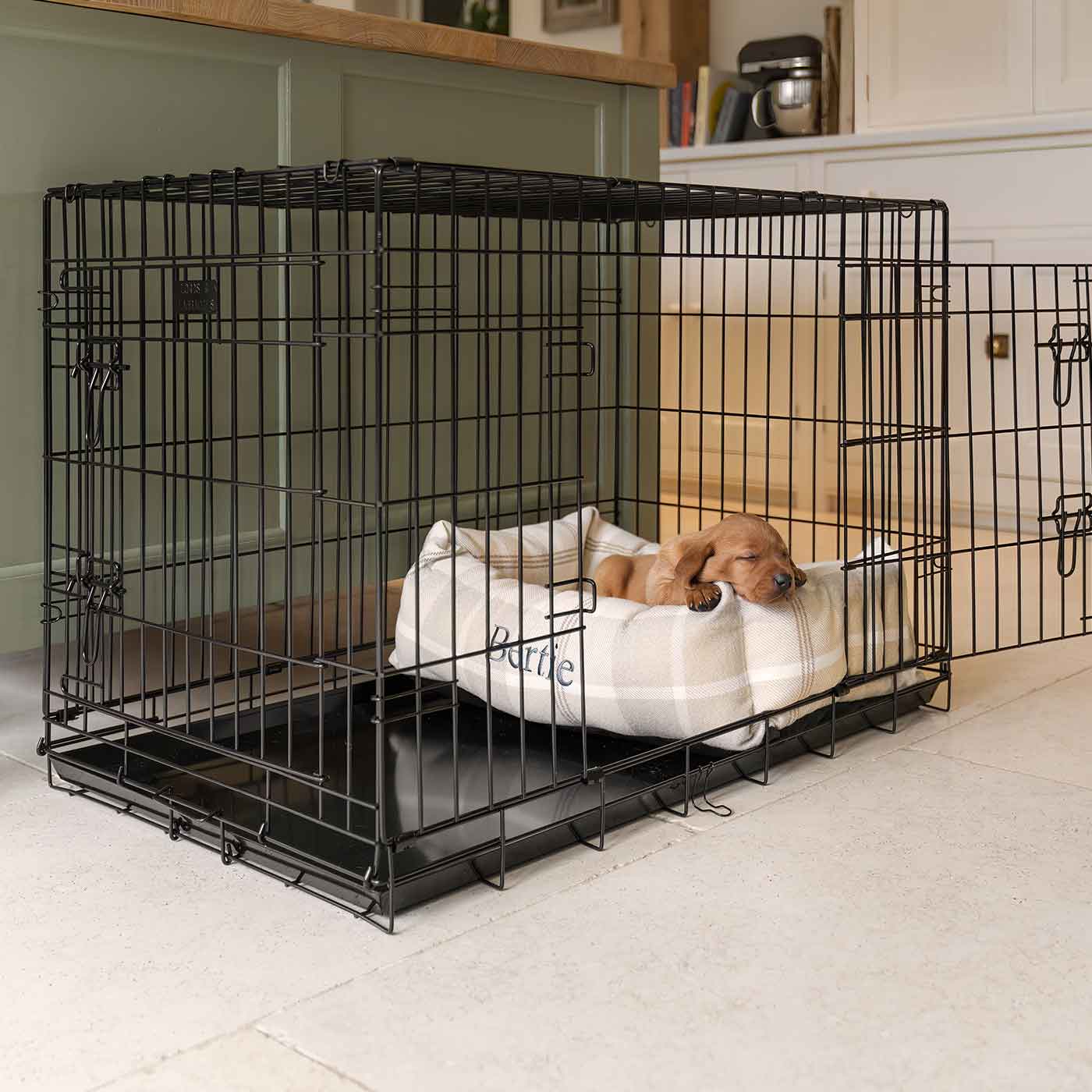  Cosy & Calm Puppy Crate Bed, The Perfect Dog Crate Accessory For The Ultimate Dog Den! In Stunning Natural Tweed! Available Now at Lords & Labradors