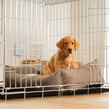 Inchmurrin Cosy & Calm Puppy Box Bed, The Perfect Dog Crate Bed For Pets! To Build The Ultimate Dog Den! In Brown Inchmurrin Ember! Available To Personalise Now at Lords & Labradors 