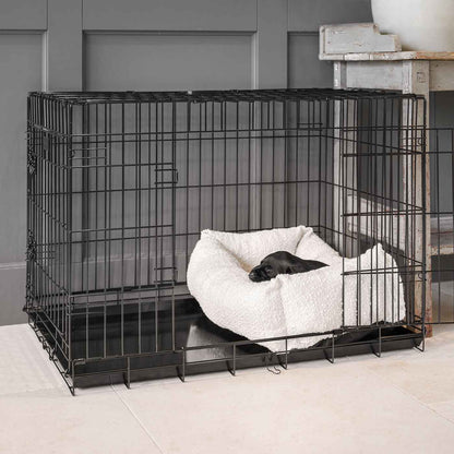  Cosy & Calm Puppy Crate Bed, The Perfect Dog Crate Accessory For The Ultimate Dog Den! In Stunning Ivory Bouclé! Available To Personalise at Lords & Labradors 