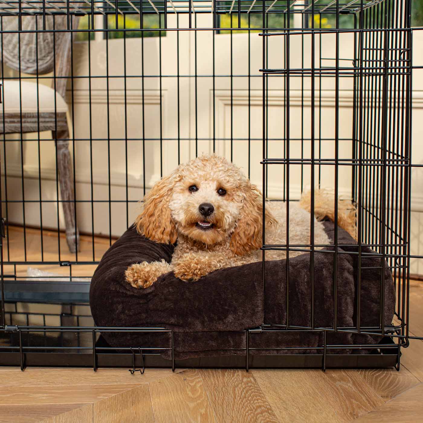 Cosy & Calming Puppy Crate Bed in Calming Anti-Anxiety Dusk Faux Fur by Lords & Labradors