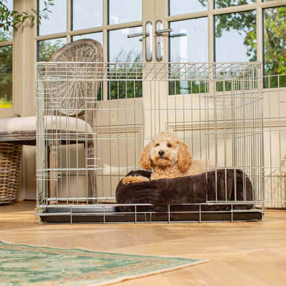 Cosy & Calming Puppy Crate Bed in Calming Anti-Anxiety Dusk Faux Fur by Lords & Labradors