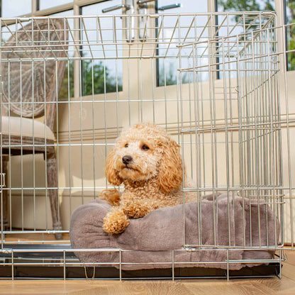 Cosy & Calming Puppy Crate Bed in Calming Anti-Anxiety Fawn Faux Fur by Lords & Labradors