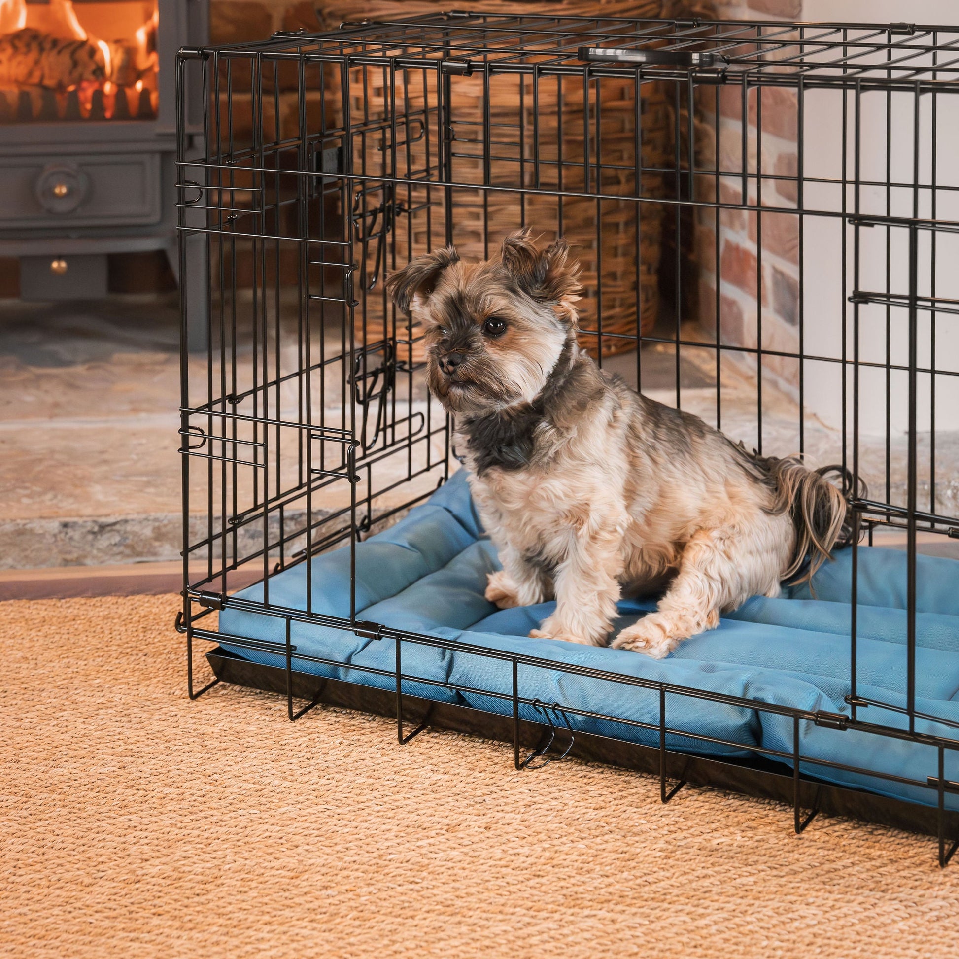 Luxury Dog Crate Maze Mat, in Ocean. Padded For Extra Comfort And Compatibile With Lords & Labradors Metal Dog Crates, Available Now!