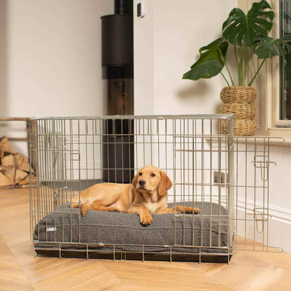 Luxury Dog Crate Cushion, Granite Bouclé Crate Cushion The Perfect Dog Crate Accessory, Available To Personalise Now at Lords & Labradors