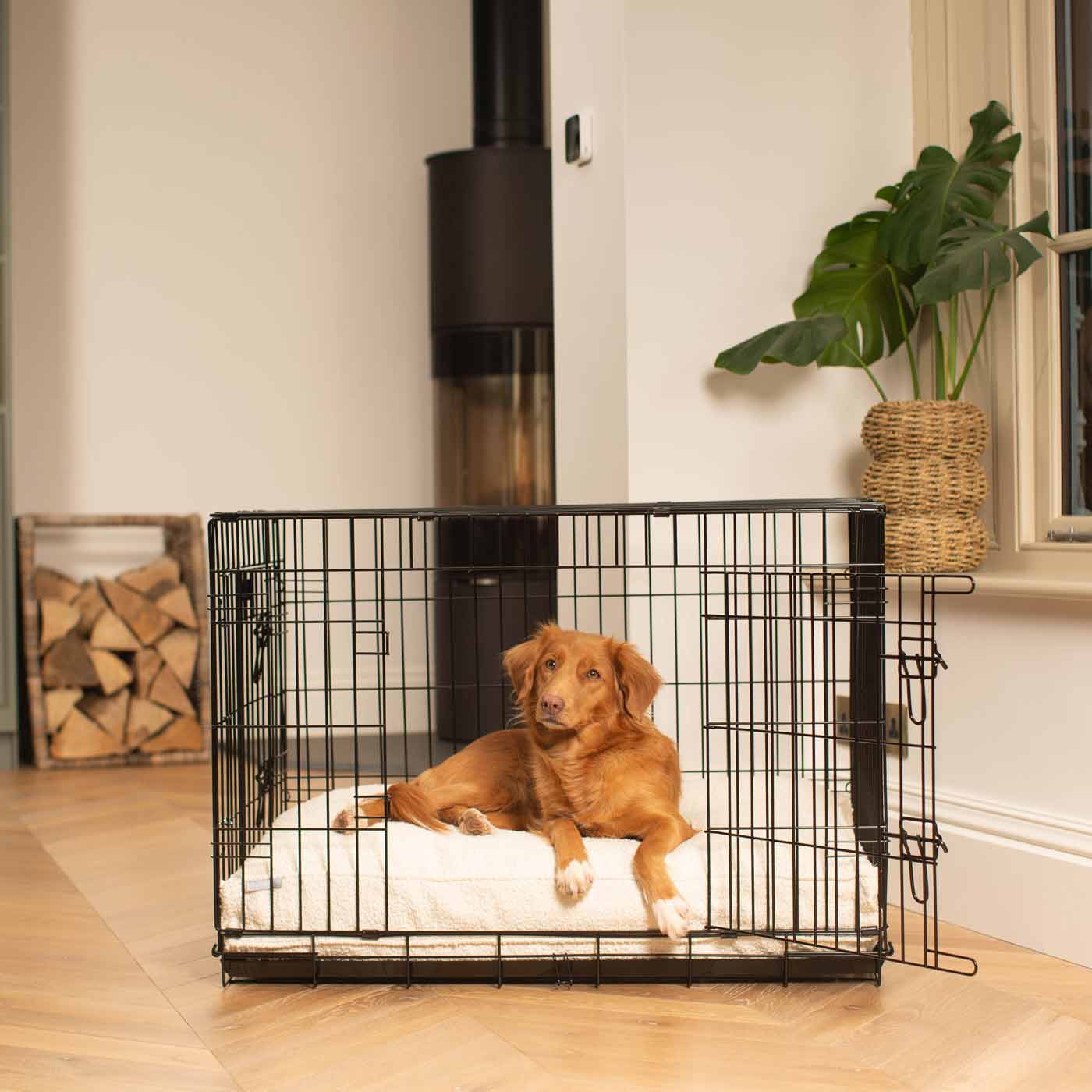 Luxury Dog Crate Cushion, Ivory Bouclé Crate Cushion The Perfect Dog Crate Accessory, Available To Personalise Now at Lords & Labradors