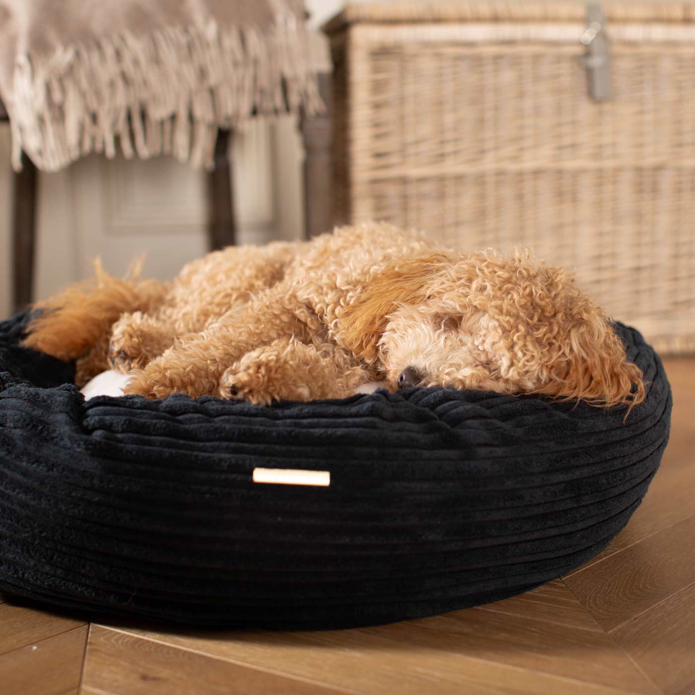 Discover Our Handmade Luxury Donut Dog Bed, In Navy Essentials Plush, The Perfect Choice For Puppies Available Now at Lords & Labradors