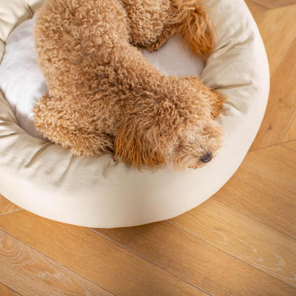 Discover Our Handmade Luxury Donut Dog Bed, In  Savanna Bone, The Perfect Choice For Puppies Available Now at Lords & Labradors