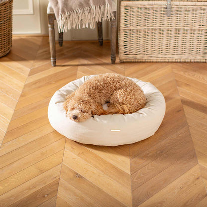 Discover Our Handmade Luxury Donut Dog Bed, In  Savanna Bone, The Perfect Choice For Puppies Available Now at Lords & Labradors