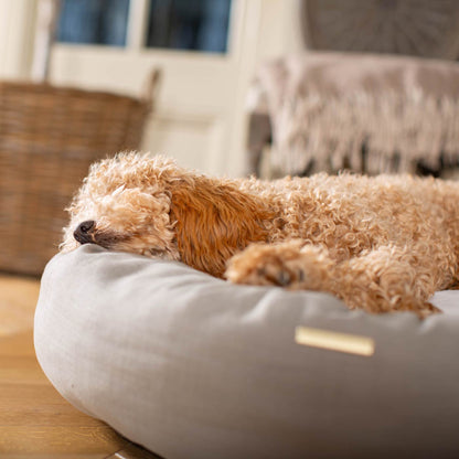 Discover Our Handmade Luxury Donut Dog Bed, In Savanna Stone, The Perfect Choice For Puppies Available Now at Lords & Labradors