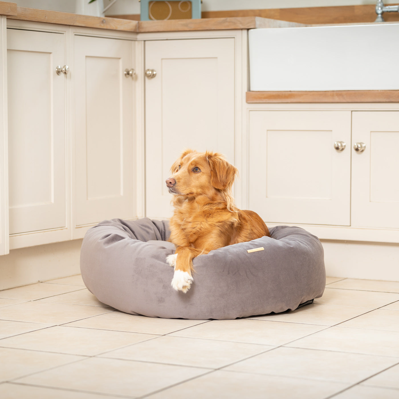 Donut Bed in Silt Velvet By Lords & Labradors