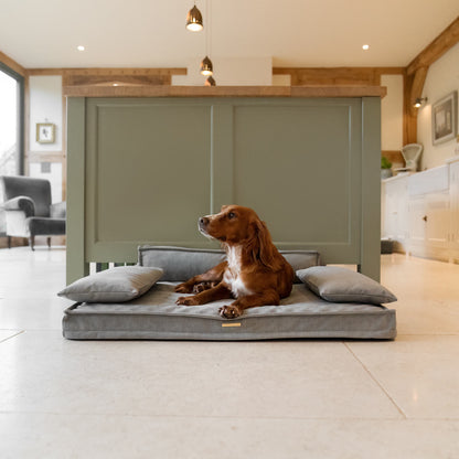 Introducing our luxury dog sofa in stunning ash grey, featuring squishy foam inner for maximum comfort and removable arms to adjust your dog’s sleeping preference! The perfect sofa for dogs available now at Lords & Labradors    