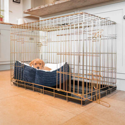  Cosy & Calm Puppy Crate Bed, The Perfect Dog Crate Accessory For The Ultimate Dog Den! In Stunning Navy Essentials Plush! Available To Personalise at Lords & Labradors 