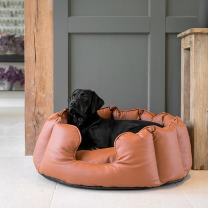 Luxury Handmade High Wall in Rhino Tough Faux Leather, in Ember, Perfect For Your Pets Nap Time! Available To Personalise at Lords & Labradors