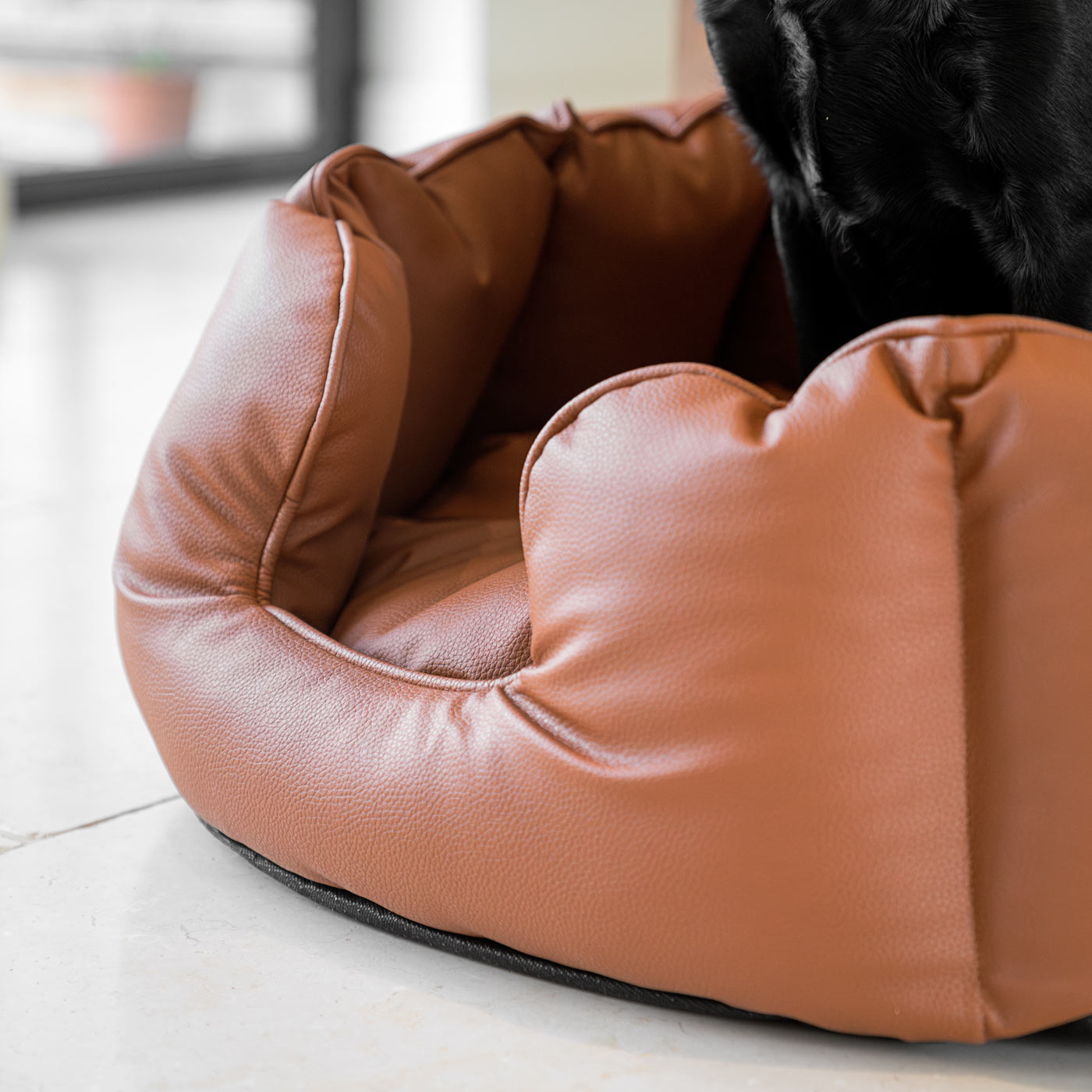 Luxury Handmade High Wall in Rhino Tough Faux Leather, in Ember, Perfect For Your Pets Nap Time! Available To Personalise at Lords & Labradors