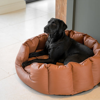 Luxury Handmade High Wall in Rhino Tough Faux Leather, in Ember, Perfect For Your Pets Nap Time! Available To Personalise at Lords & Labradors