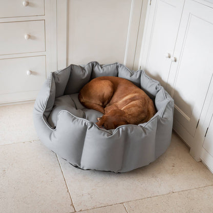 Luxury Handmade High Wall in Rhino Tough Faux Leather, in Granite, Perfect For Your Pets Nap Time! Available To Personalise at Lords & Labradors