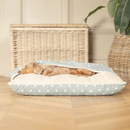  Discover The Perfect Burrow For Your Pet, Our Stunning Sleepy Burrow Dog Beds In Duck Egg Spot Is The Perfect Bed Choice For Your Pet, Available Now at Lords & Labradors