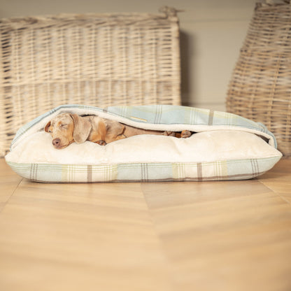 Discover The Perfect Burrow For Your Pet, Our Stunning Sleepy Burrow Dog Beds In Duck Egg Tweed Is The Perfect Bed Choice For Your Pet, Available Now at Lords & Labradors