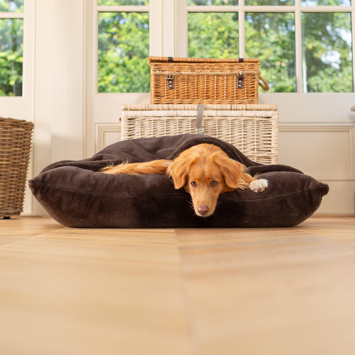 Sleepy Burrows Bed in Calming Anti-Anxiety Dusk Faux Fur by Lords & Labradors