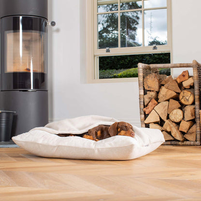 Discover The Perfect Burrow For Your Pet, Our Stunning Sleepy Burrow Dog Beds In Natural Herringbone Is The Perfect Bed Choice For Your Pet, Available Now at Lords & Labradors