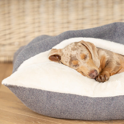 Discover The Perfect Burrow For Your Pet, Our Stunning Sleepy Burrow Dog Beds In Oxford Herringbone Is The Perfect Bed Choice For Your Pet, Available Now at Lords & Labradors