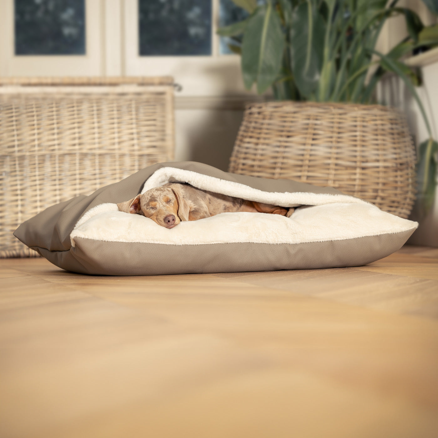 Discover The Perfect Burrow For Your Pet, Our Stunning Sleepy Burrow Dog Beds In Rhino Camel, Is The Perfect Bed Choice For Your Pet, Available Now at Lords & Labradors