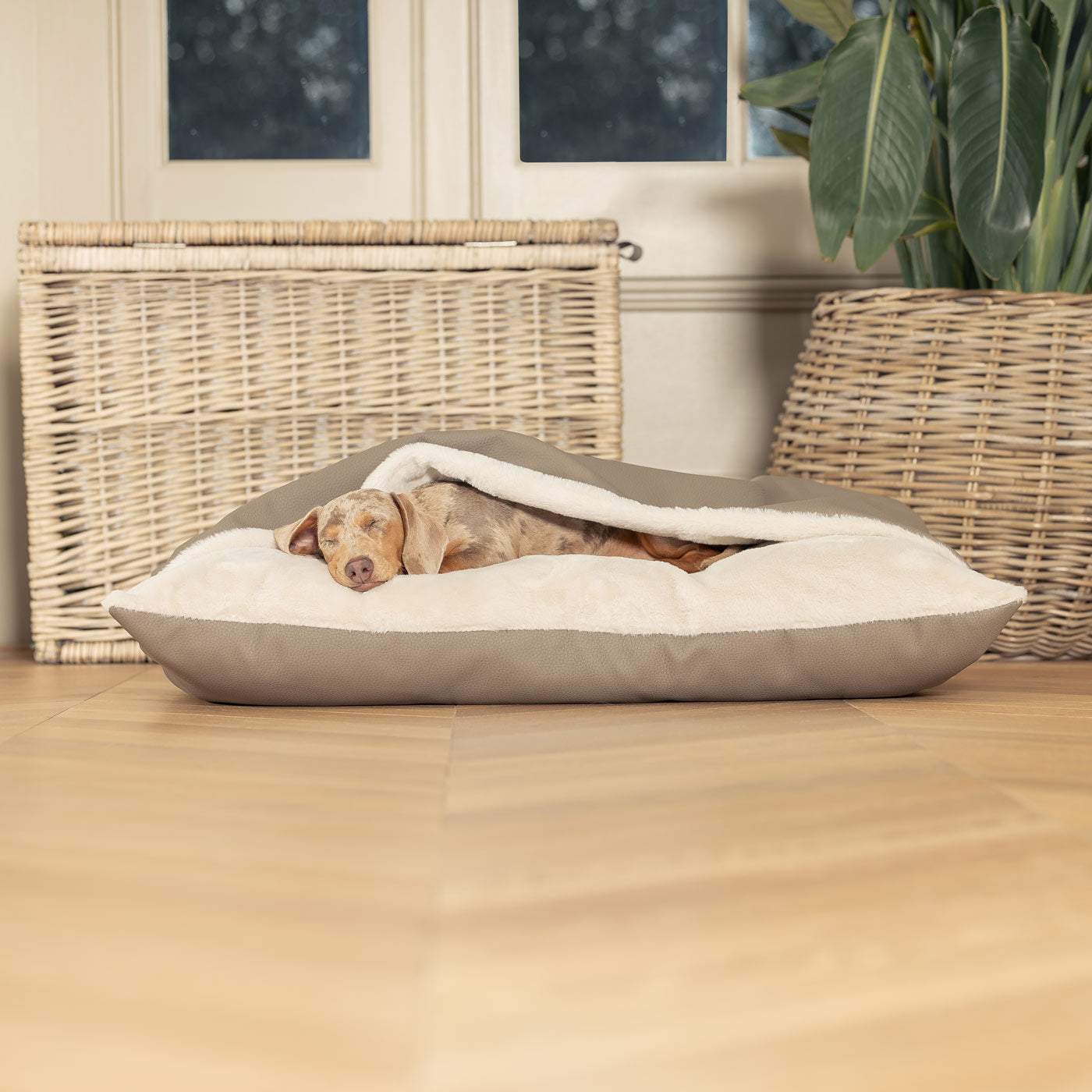 Discover The Perfect Burrow For Your Pet, Our Stunning Sleepy Burrow Dog Beds In Rhino Camel, Is The Perfect Bed Choice For Your Pet, Available Now at Lords & Labradors